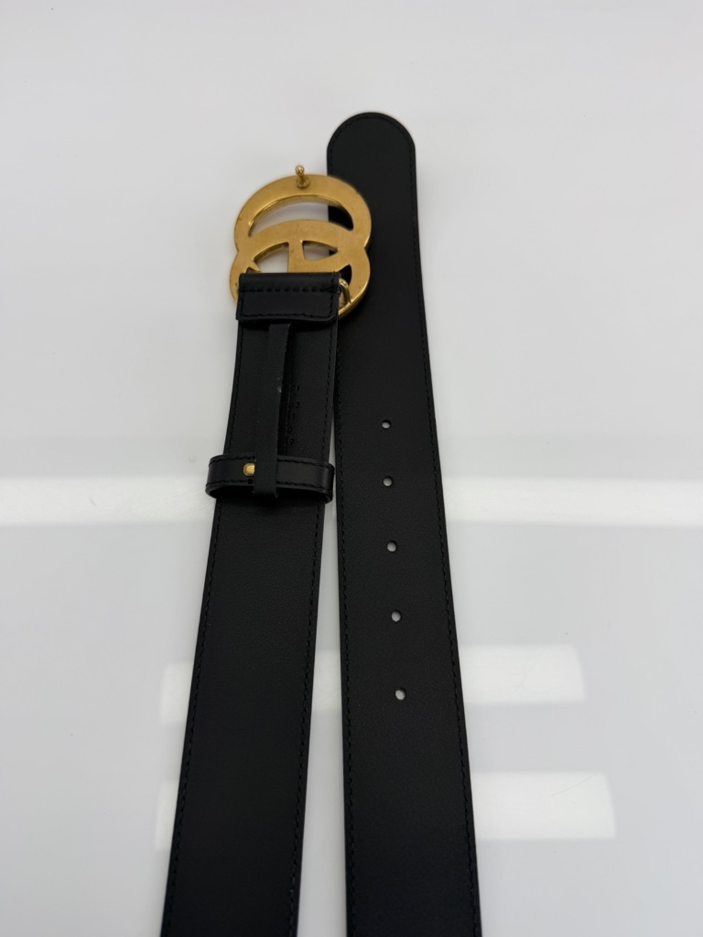 Gucci 2015 Re Edition Wide Leather Belt Gg Double Marmont Black 400593 100/40 - Picture 9 of 11